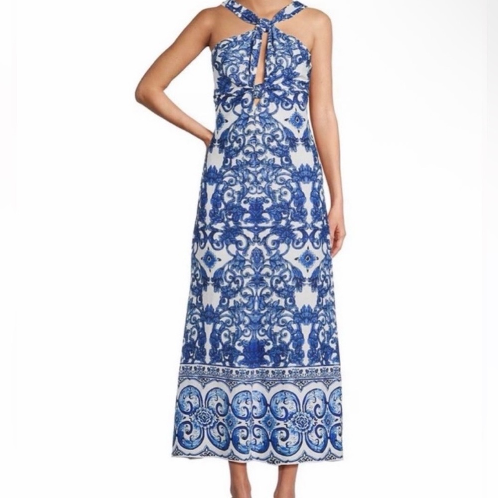 ANTONIO MELANI Navy and White Maxi Dress